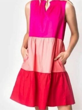 Gibson Fuchsia and Coral Colorblock Sleeveless Dress